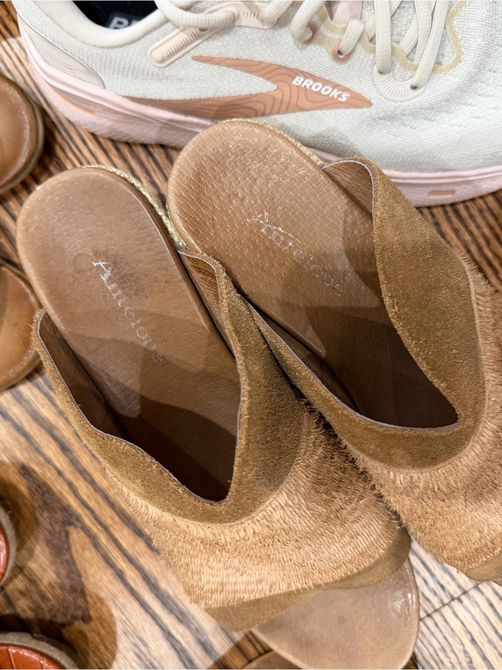 Antelope Tan Suede Open-Toe Mule